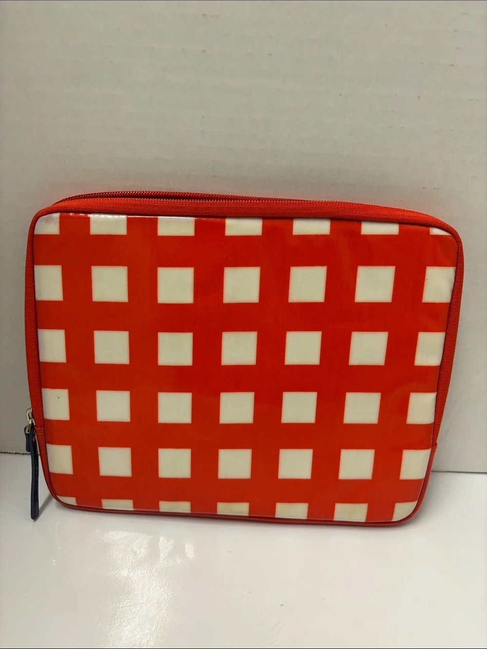 Kate Spade Orange and White Gingham Tablet Sleeve